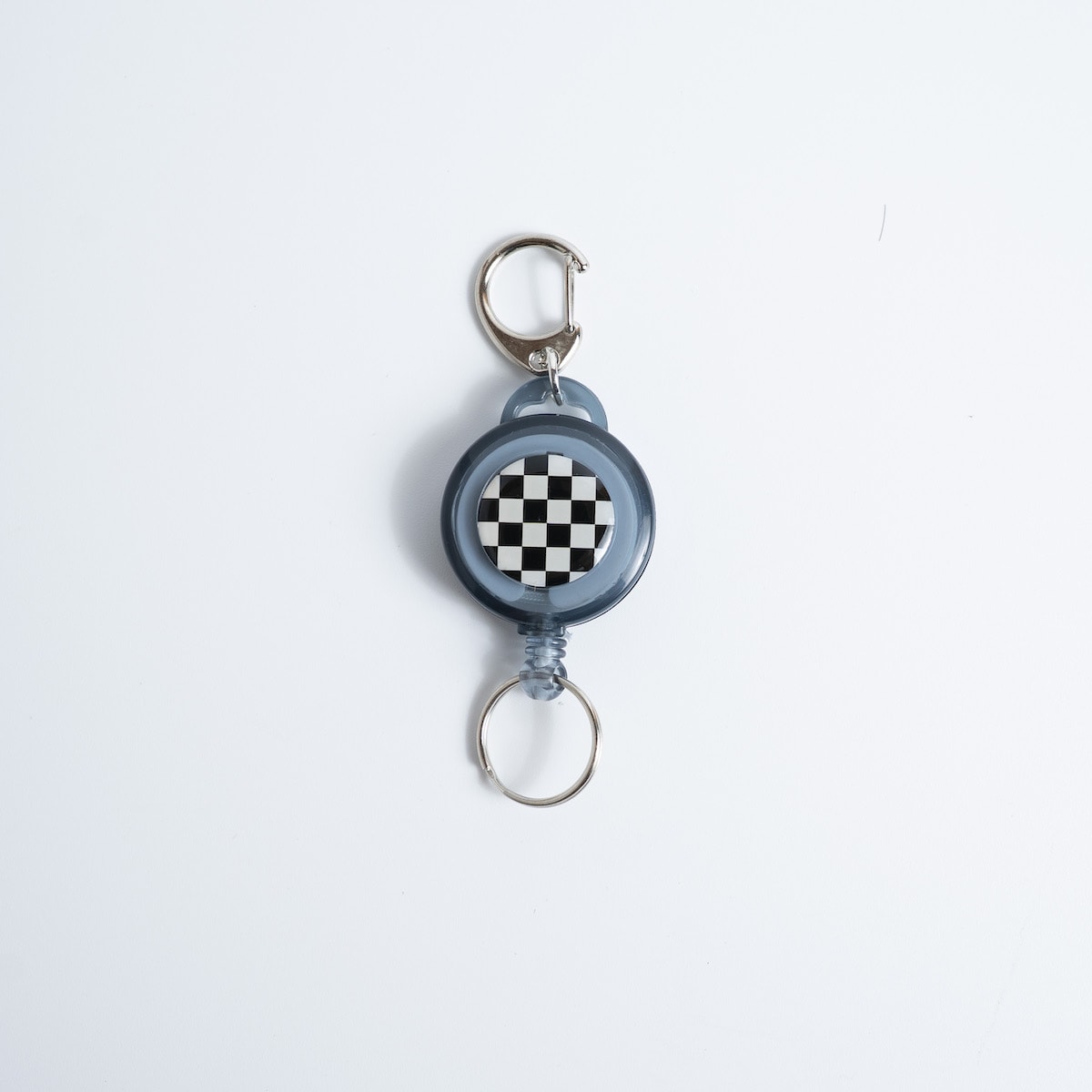 プルリールキーホルダー チェック ブラック 086834