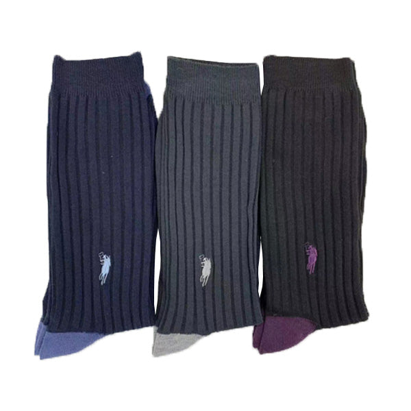 靴下 ソックス メンズ 紳士 男性 WESTERN POLO 紳士 太リブ ビジカジソックス 切替 25~27cm 088210