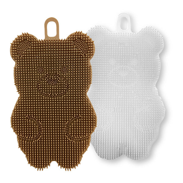 食器用スポンジ 台所用スポンジ シリコンブラシ 2Pセット クマ 214244