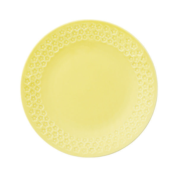 【OUTLET】大皿 黄色 丸皿 プレート おしゃれ モダン フラワー 花柄 ケーアイ78002292 25×25×3cm 216671