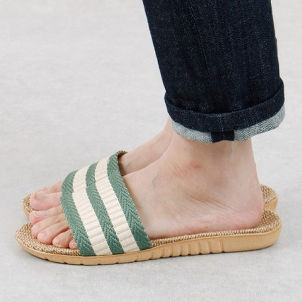 【OUTLET】サンダル レディース ボーダー ビーチサンダル リゾート ぺたんこ フラットサンダル ベルトジュートサンダル M 23?23.5cm 217240