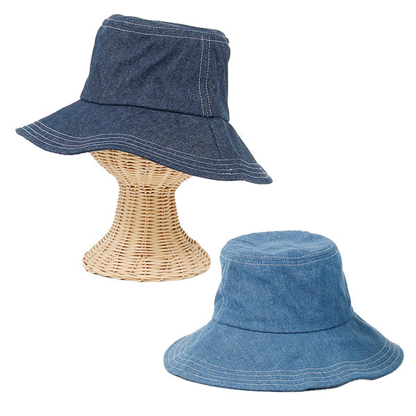 【OUTLET】帽子 ハット 深め レディース UVカット デニムハット つば広 UV対策 紫外線対策 217298