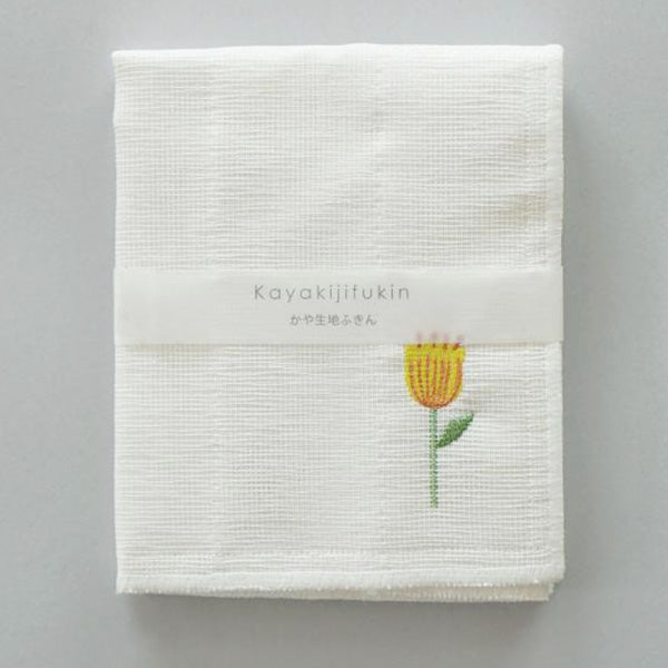 ダスター 台ふきん かやふきん かや布巾 アクシス カヤ生地フキン刺繍フラワーイエロー 30×30cm 218138