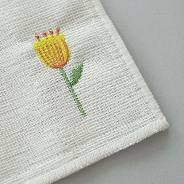 ダスター 台ふきん かやふきん かや布巾 アクシス カヤ生地フキン刺繍フラワーイエロー 30×30cm 218138