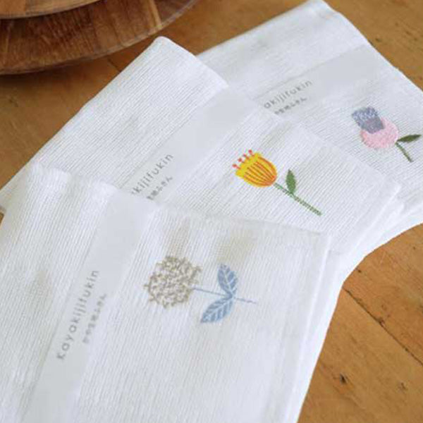 ダスター 台ふきん かやふきん かや布巾 アクシス カヤ生地フキン刺繍フラワーイエロー 30×30cm 218138