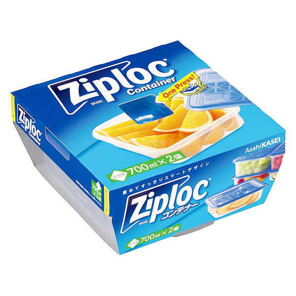 食品保存容器 蓋付 ジップロック Ziploc 旭化成ホームプロダクツ コンテナ 正方形 700ml 2個入 フードコンテナ 275335