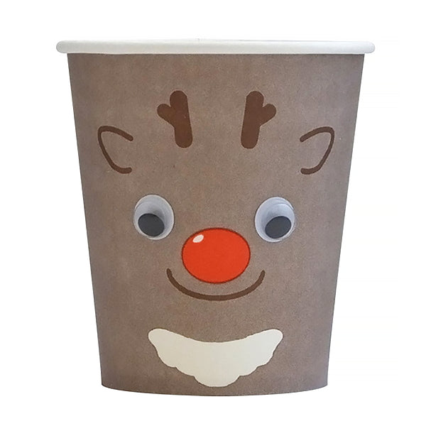 紙コップ 目玉付きペーパーカップメリークリスマス柄 300354