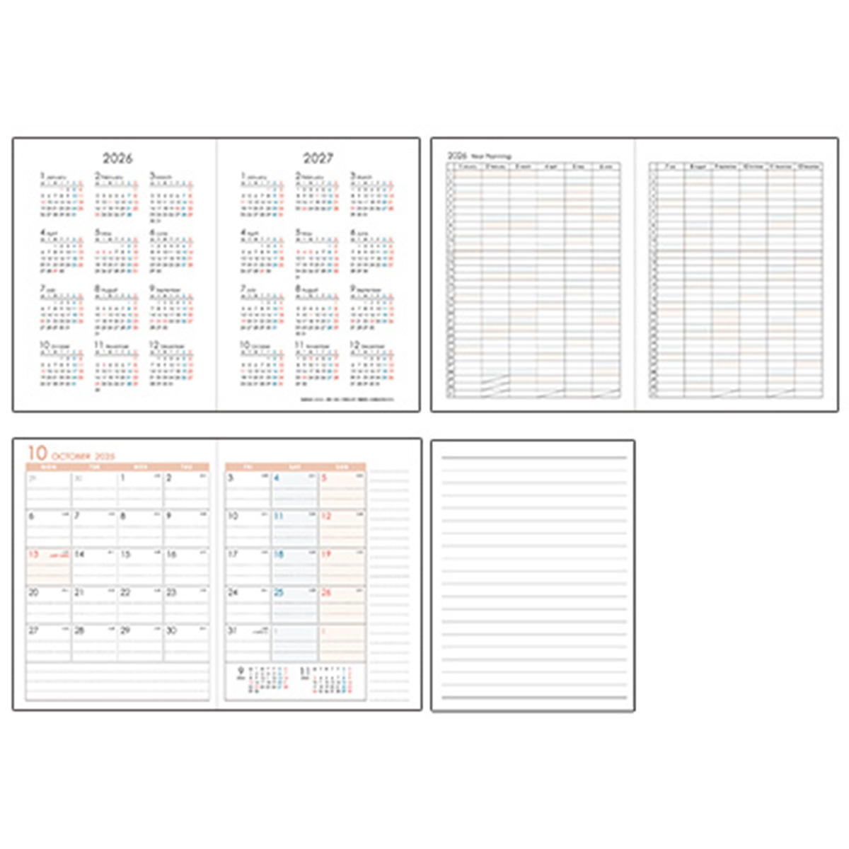 【OUTLET】ダイアリー 2026 ワイド 56P アンティークガーリー 301652