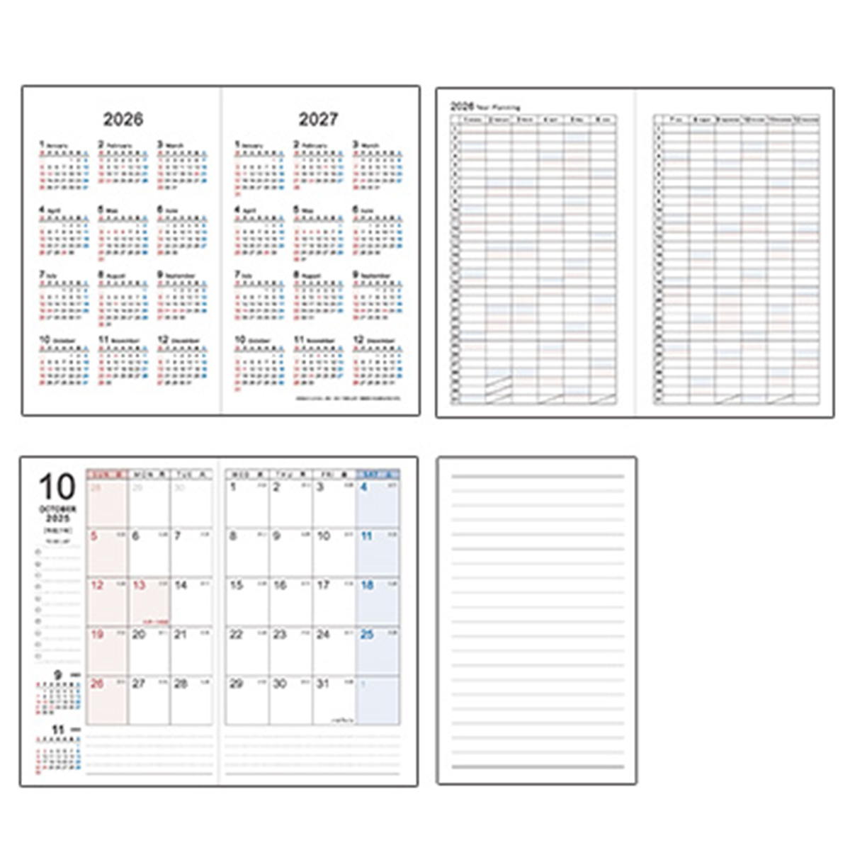 【OUTLET】ダイアリー 2026 スリム 56P 日曜始まり 花柄 301656