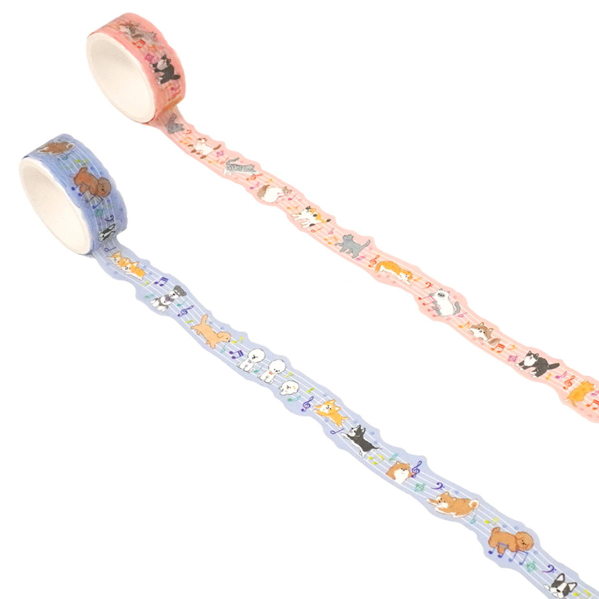 マスキングテープ15mm幅ダイカット音楽と動物柄 301665