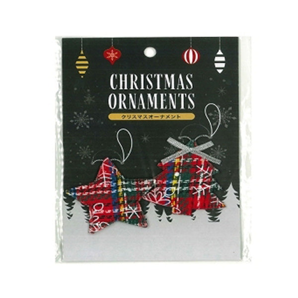 【OUTLET】クリスマス オーナメント 2P チェック柄 301848