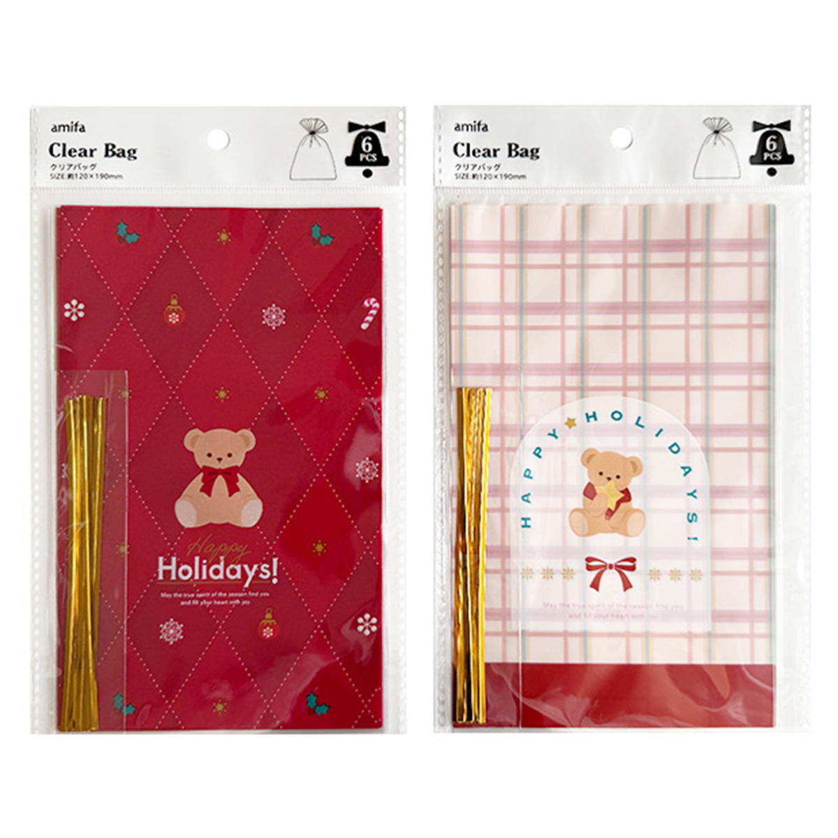 クリアバッグ M 6P ホリデーベア 302034