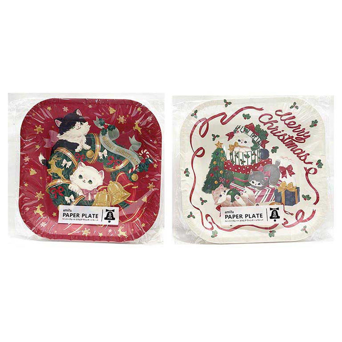 ペーパープレート 8P スクエア ヴィンテージキャット 302317