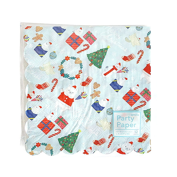 【OUTLET】パーティーペーパー 12P しろふわアニマル 303180