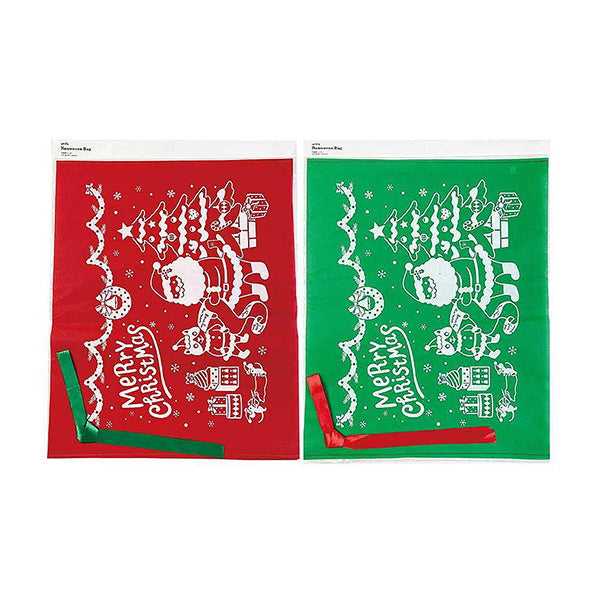 【OUTLET】不織布バッグ LL キッズサンタ リボン付 303273