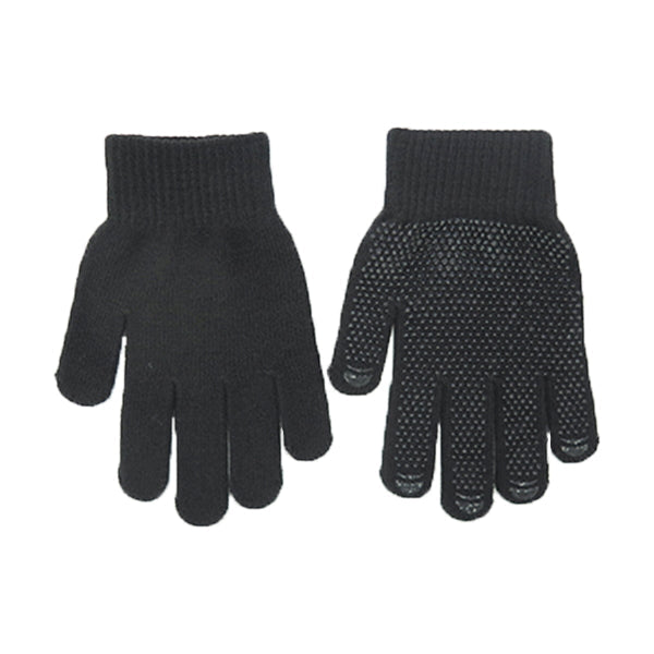 手袋 ストレッチ素材すべり止め付きのびのび手袋 黒 303700