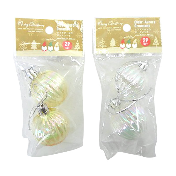 【OUTLET】クリアオーロラオーナメント 4cm 2P 303842