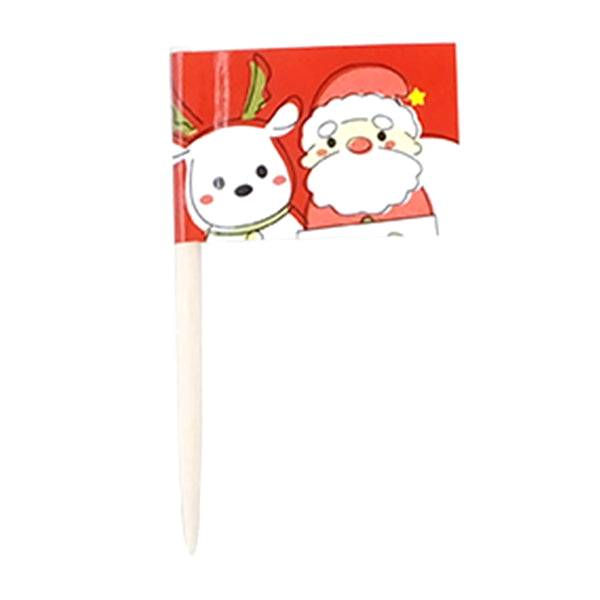 ミニフラッグピック手描きクリスマス柄15本 303934