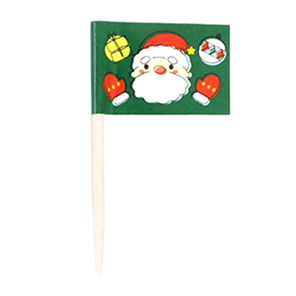 ミニフラッグピック手描きクリスマス柄15本 303934