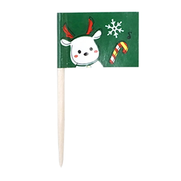 ミニフラッグピック手描きクリスマス柄15本 303934