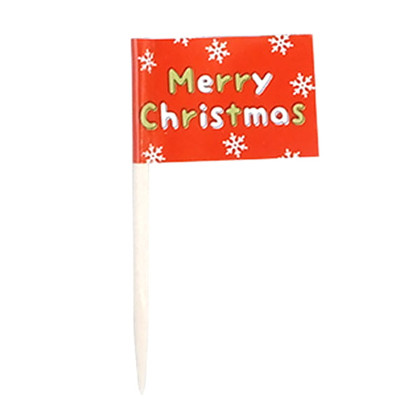 ミニフラッグピック手描きクリスマス柄15本 303934