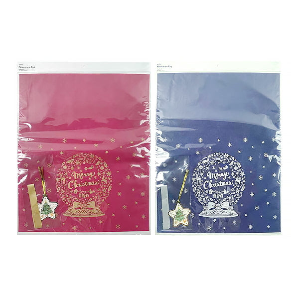 【OUTLET】ラッピング用不織布バッグ L スノーフォレスト リボンタグ付 304008