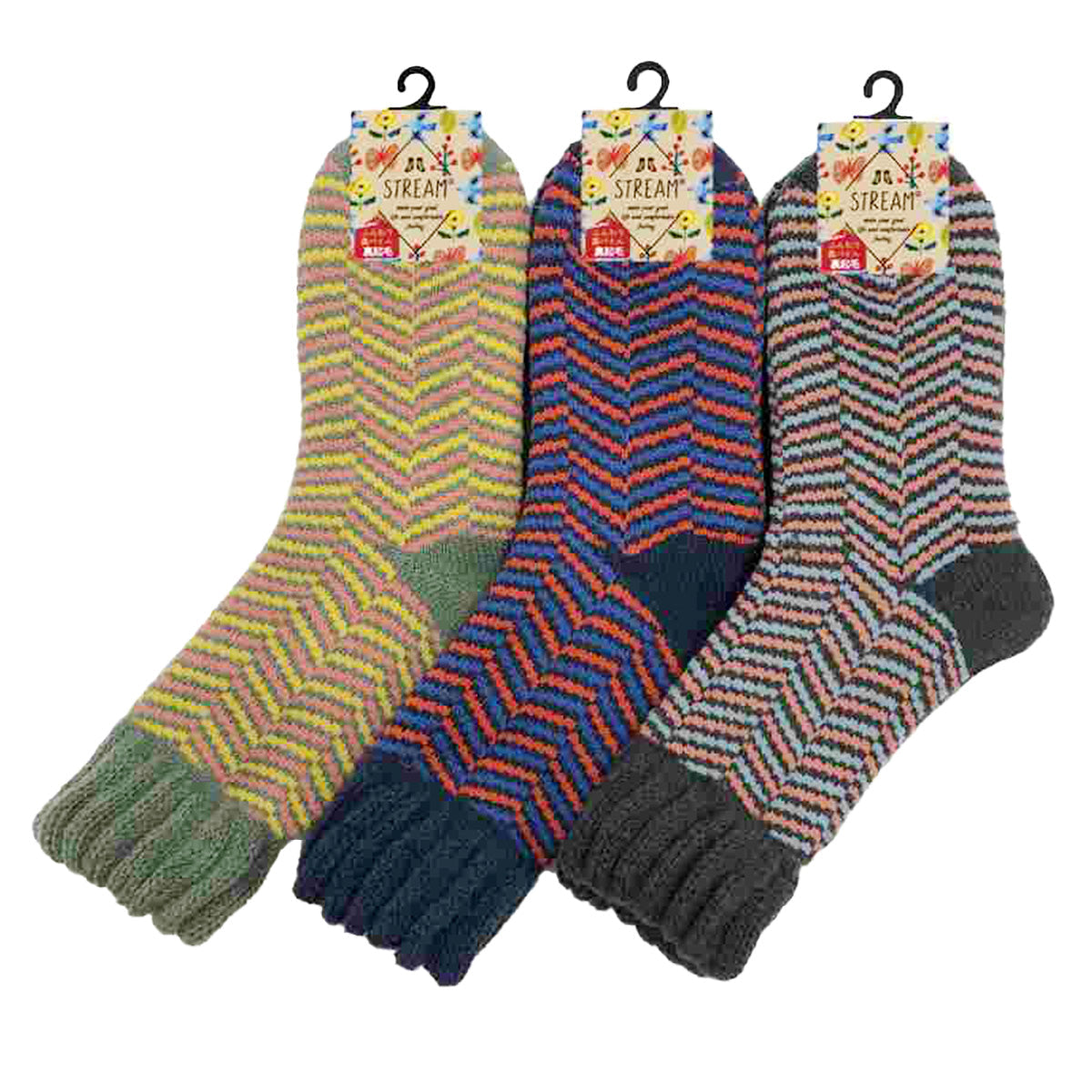 【OUTLET】靴下 ルームソックス レディース 女性 婦人 ヘリンボーン柄 裏パイル 23-25cm 304242