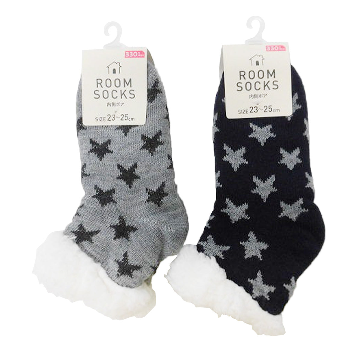 【OUTLET】ルームソックス E100内側ボア 星柄 スニーカーソックス 304250
