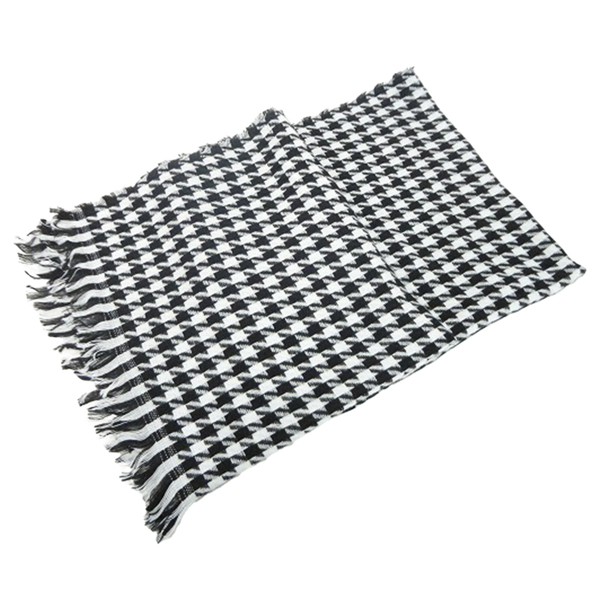 【OUTLET】ワイドマフラー格子柄 ブラック 約H68xW180cm 304331