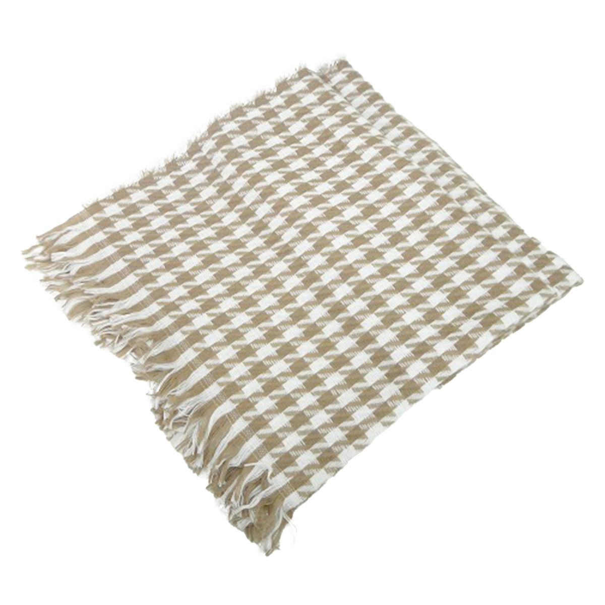 【OUTLET】ワイドマフラー格子柄 ベージュ 約H68xW180cm 304333