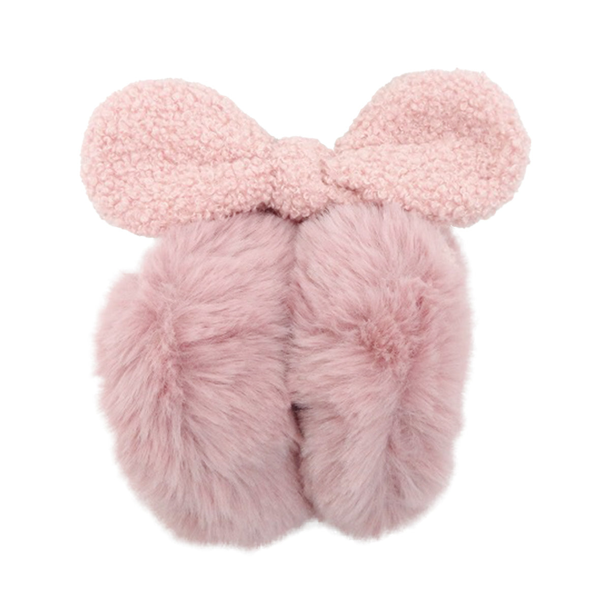 【OUTLET】耳あて 折りたたみイヤーマフ ふわふわ リボン付 ピンク 304363