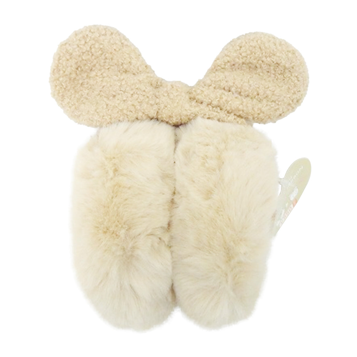 【OUTLET】耳あて 折りたたみイヤーマフ ふわふわ リボン付 ベージュ 304364