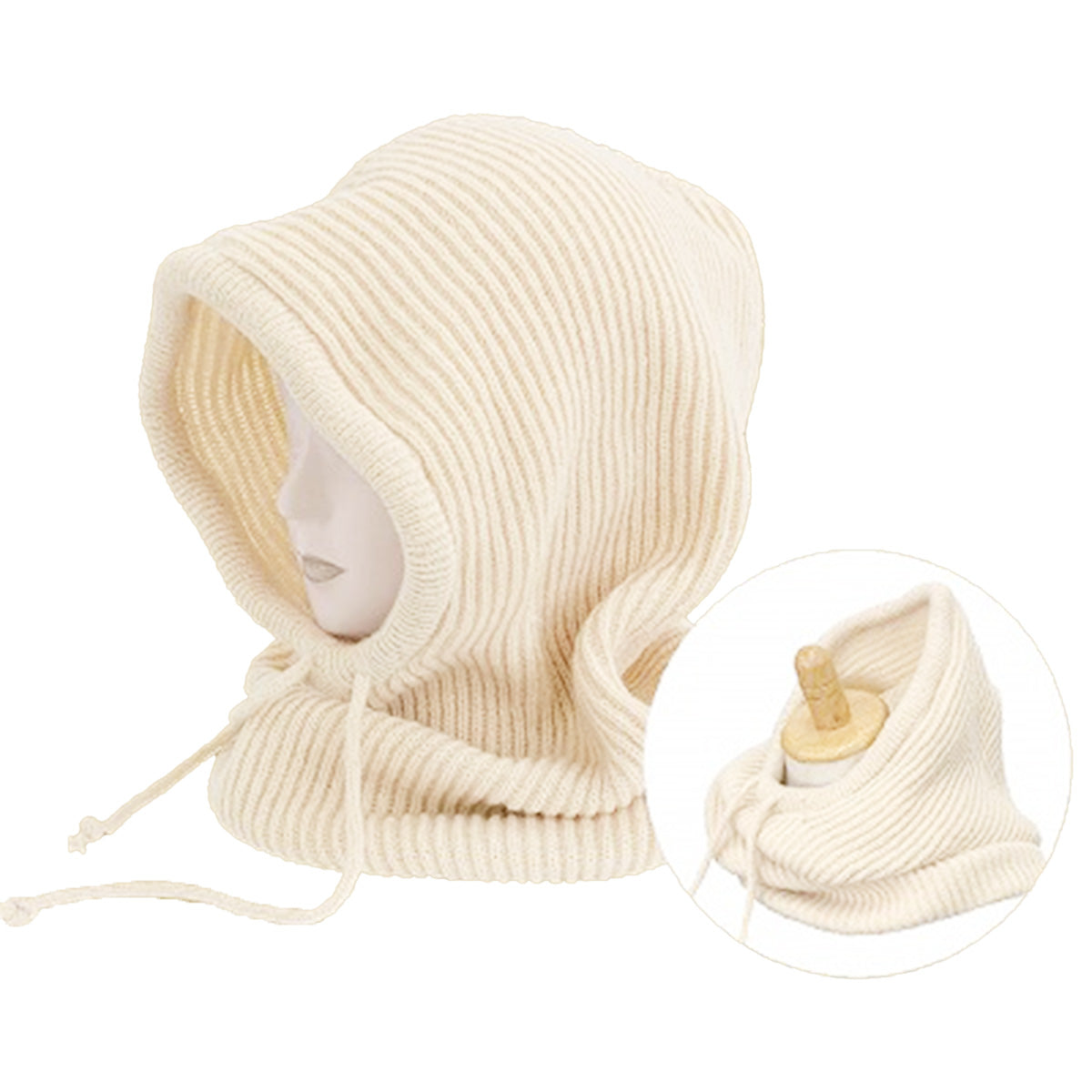 【OUTLET】ネックカバー 防寒 ニットフードネックウォーマー ベージュ 304390