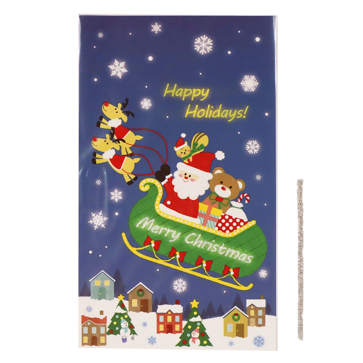 【OUTLET】ギフトバッグ プレゼント用袋 ビニールバッグ L タイ付き5Pクリスマススカイ 304562