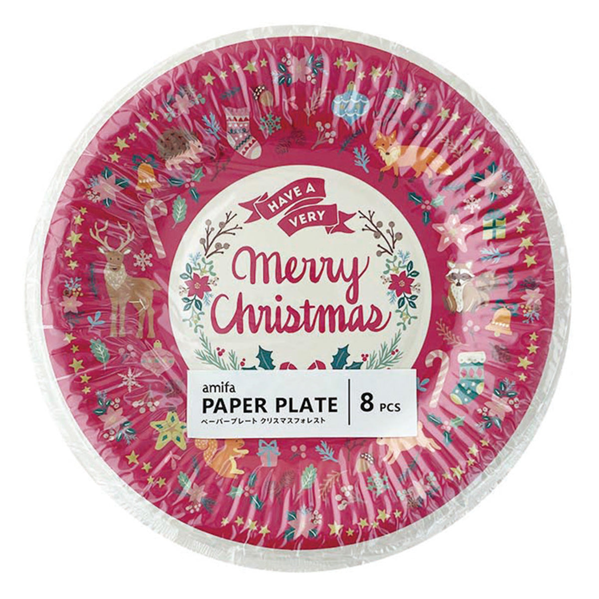 【在庫限り】ペーパープレート 紙皿 8P クリスマスフォレスト 304631