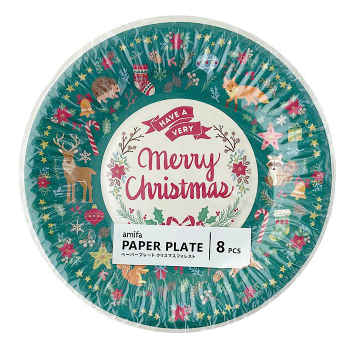 【在庫限り】ペーパープレート 紙皿 8P クリスマスフォレスト 304631
