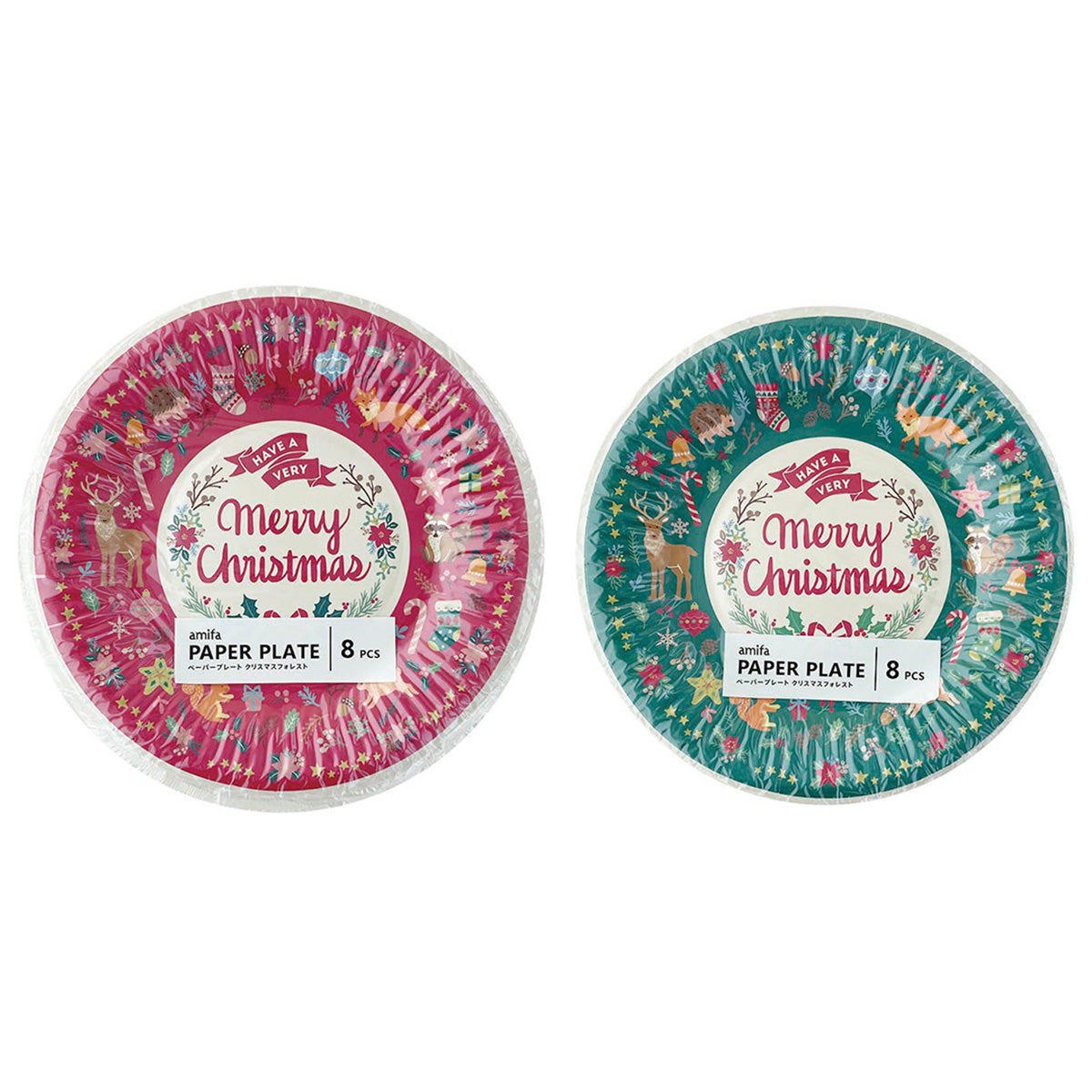 【在庫限り】ペーパープレート 紙皿 8P クリスマスフォレスト 304631