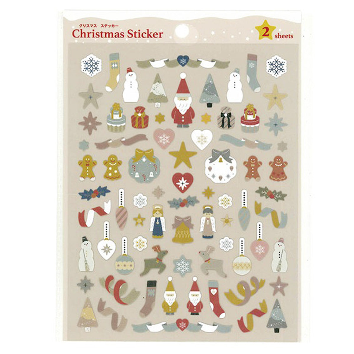 【OUTLET】クリスマスデザイン紙シール2Pナチュラル 304661
