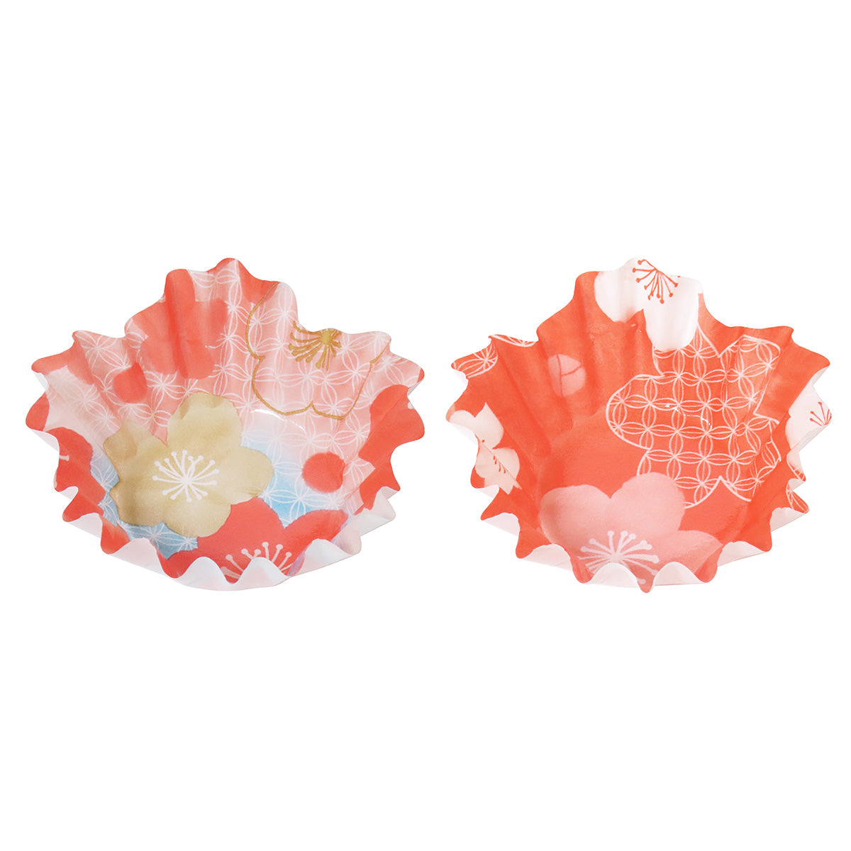 【OUTLET】おかずカップ お弁当カップ 花型 水彩うめ柄 小 22枚 304876