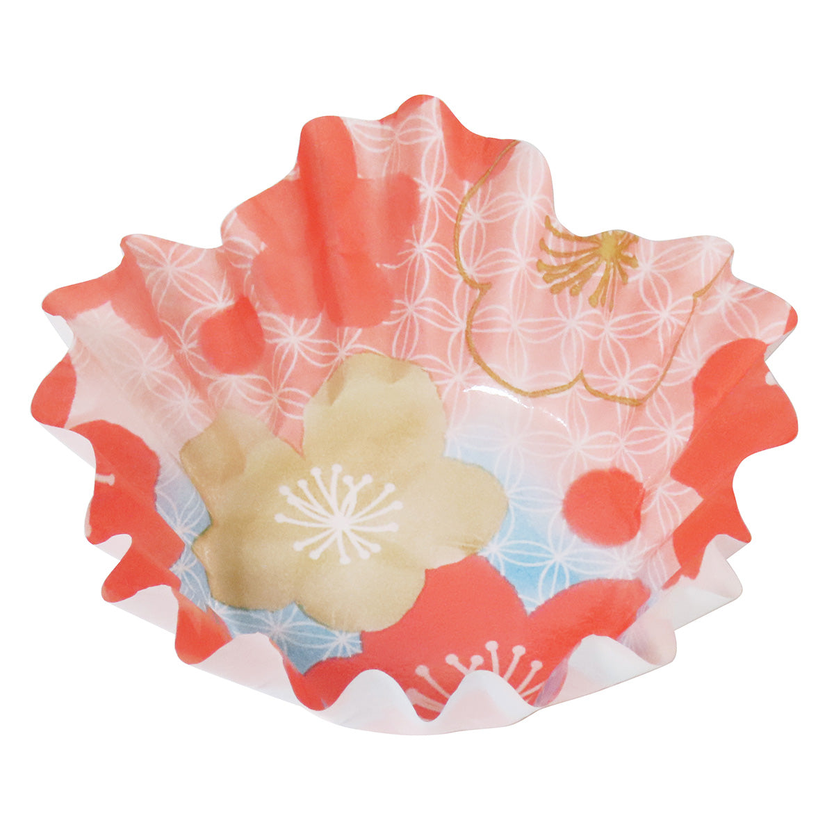 【OUTLET】おかずカップ お弁当カップ 花型 水彩うめ柄 小 22枚 304876