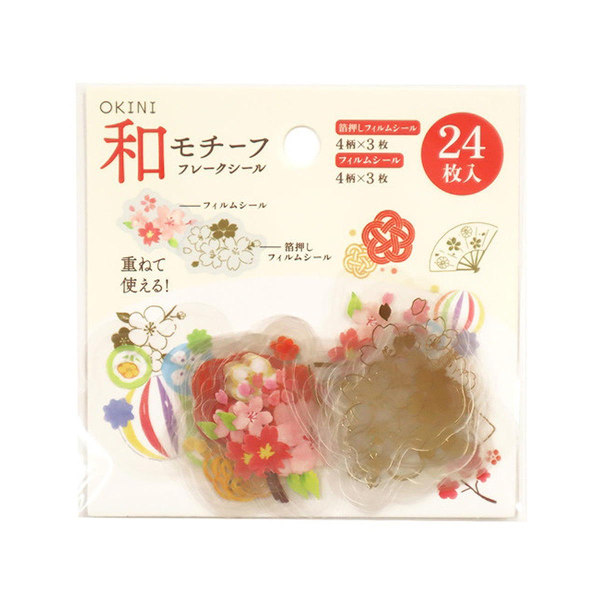 フレークシール 24P クリア 和柄 305256