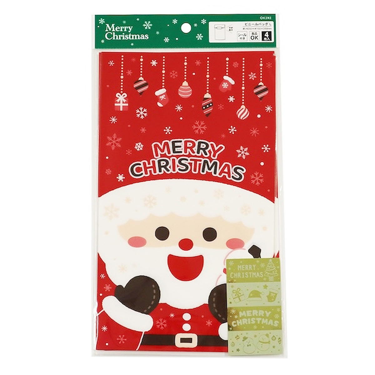 ビニールバッグ L マチ付 4P サンタ 305344