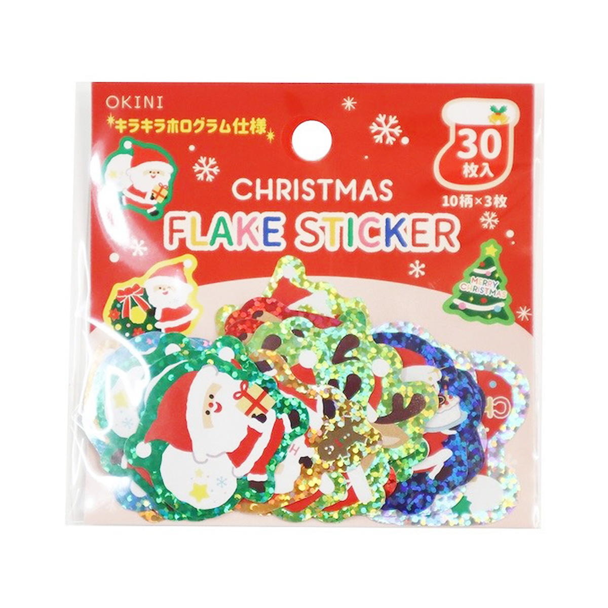 フレークシール ホログラム 30P カラフルサンタ 305355