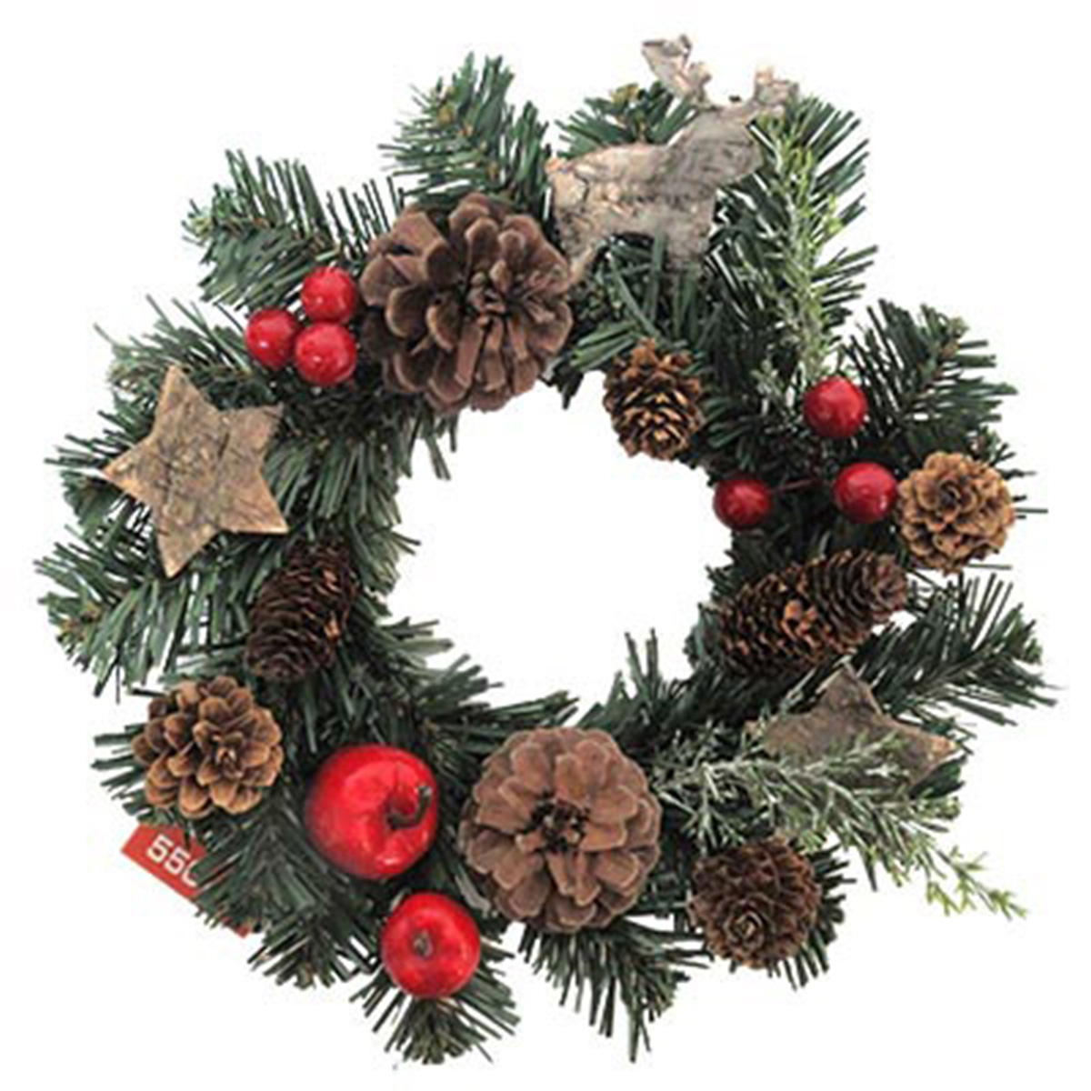 【在庫限り】パインコーン&ウッドチップリース 305392