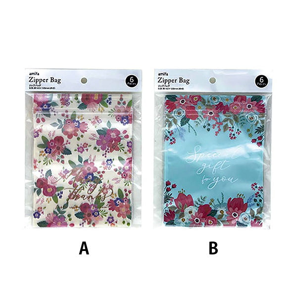 ギフトバッグ プレゼント用バッグ ラッピング袋 ジップバッグ M 6P 花柄 305879