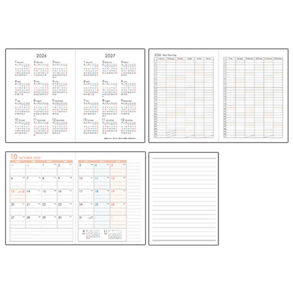 【在庫限り】ダイアリー 2026 ワイド 56P 花柄 308333