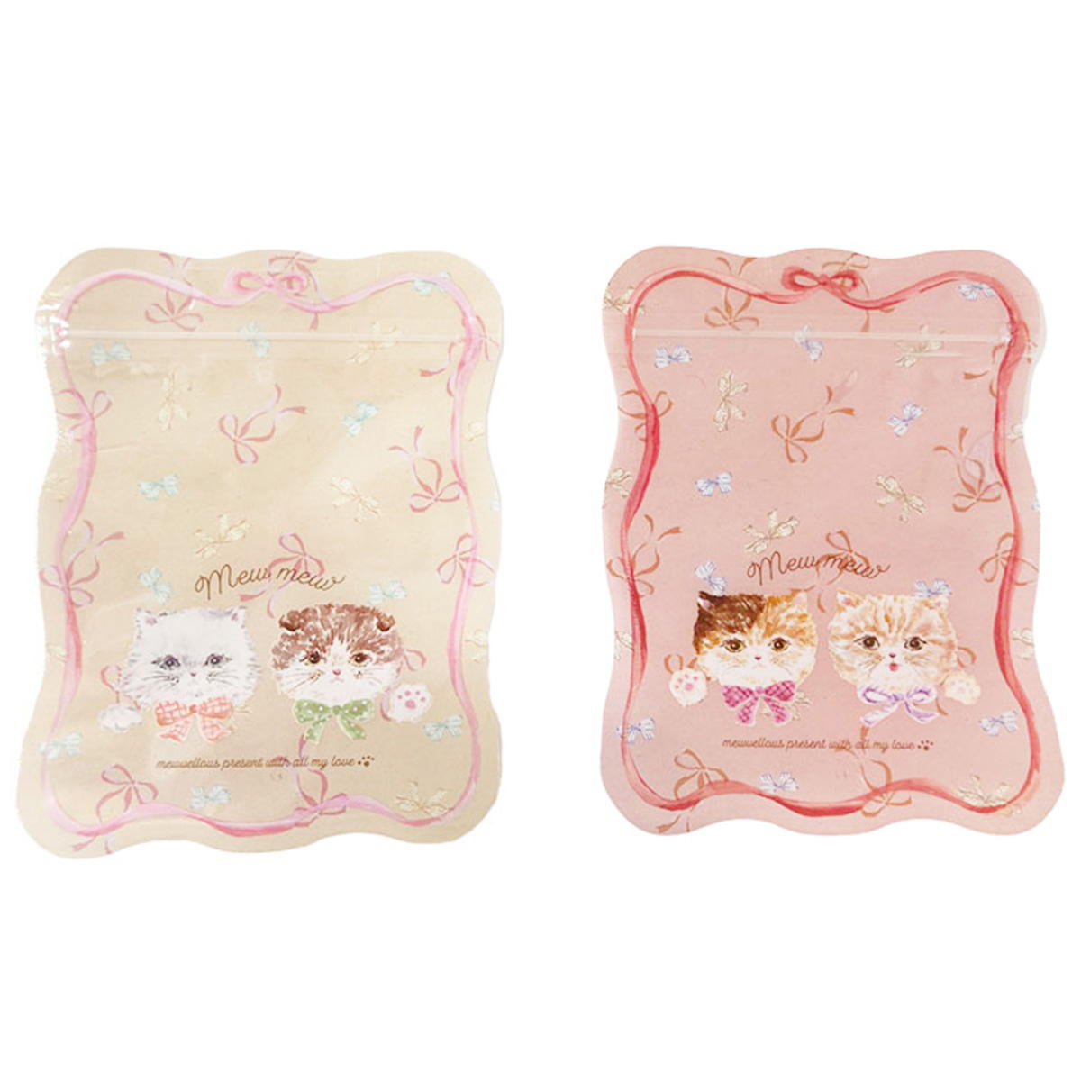 ダイカットジップバッグ M 4P キャット 308949