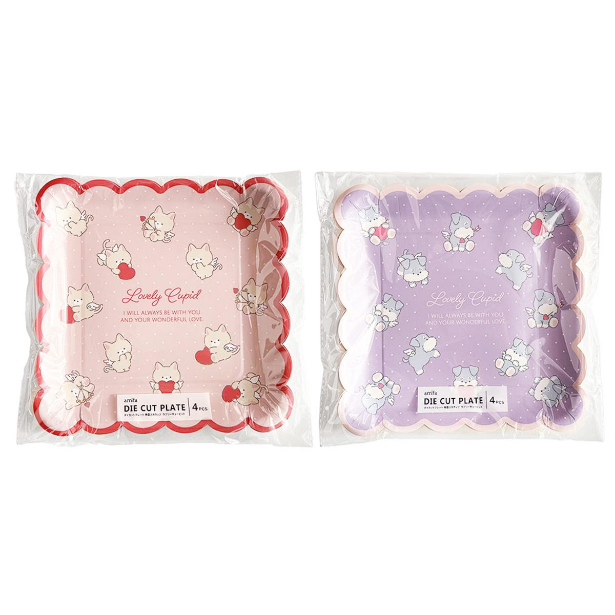 ダイカットプレート 角型スカラップ 4P ラブリーキューピッド 308957