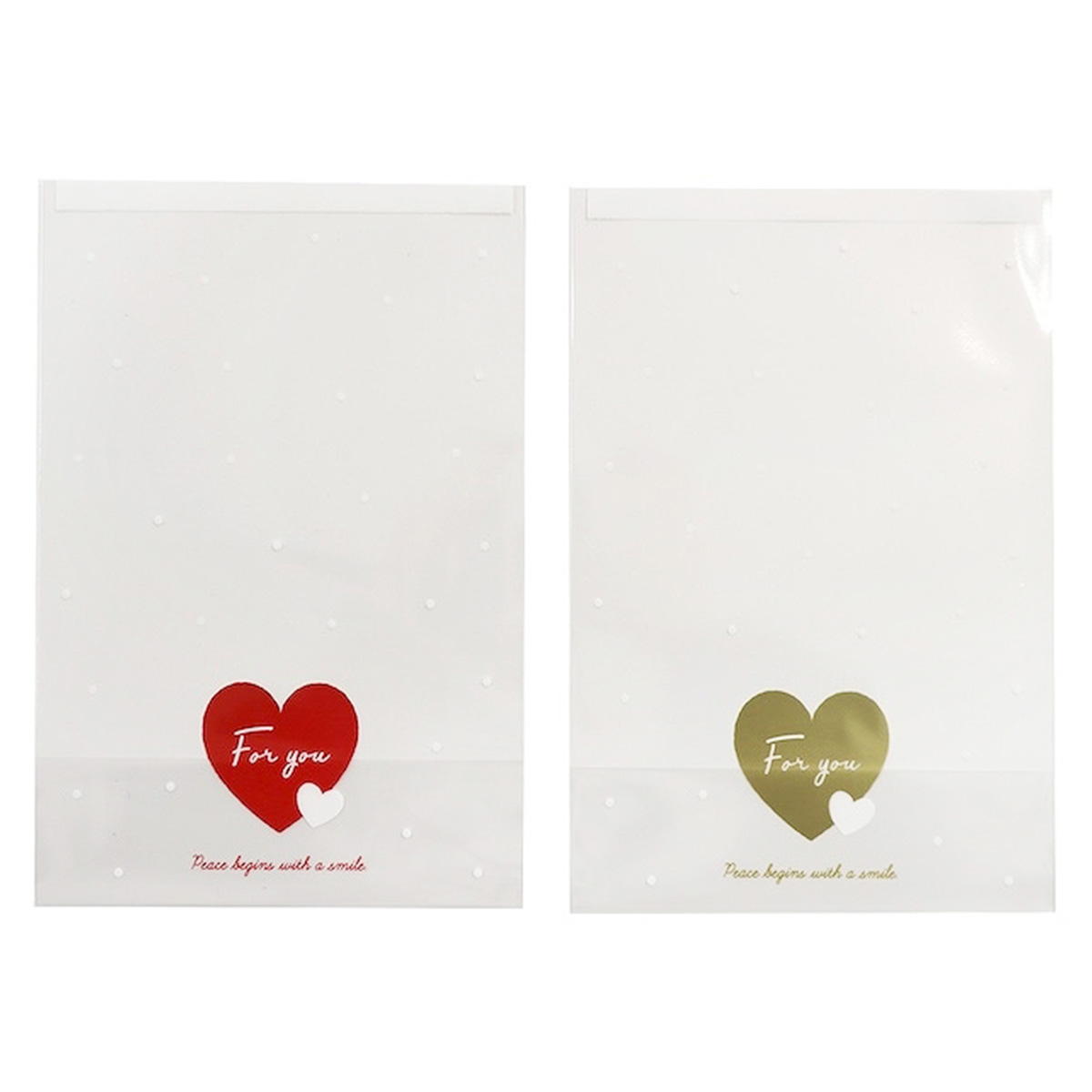 【OUTLET】ビニールバッグ 底マチ付 6P ピュアハート 309004