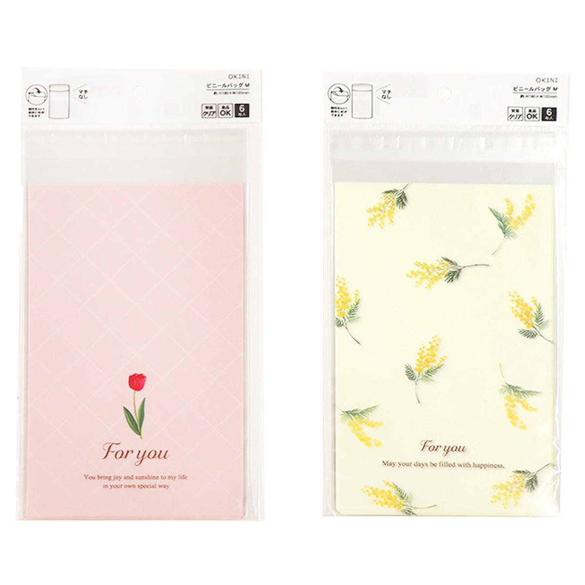 【在庫限り】ビニールバッグ 糊付 6P ボタニカルPY 309005